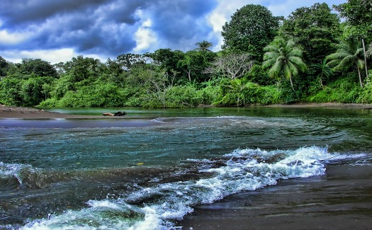 Image of the beach at Rio Aguajitas in Costa Rica by Trish Hartmann