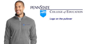 Grey fleece pullover with College Logo