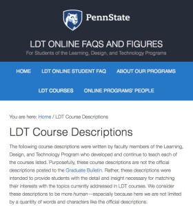 LDT Course Descriptions page preview